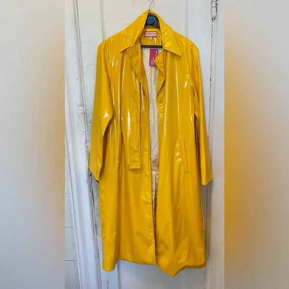 FUNG LAN & CO Bright Yellow rain coat. Bright lemon luxury rain jacket. - Picture 3 of 7